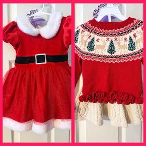Festive Red Santa Dress and Christmas Sweater Skirt